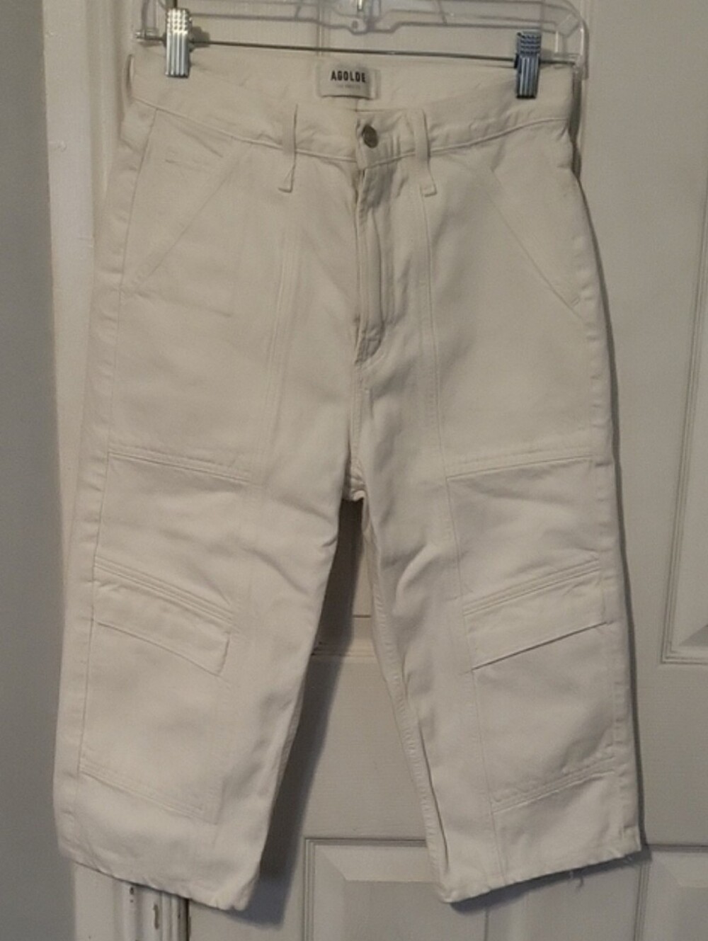 AGOLDE Cooper  White  High-Rise Cropped Utility Jeans